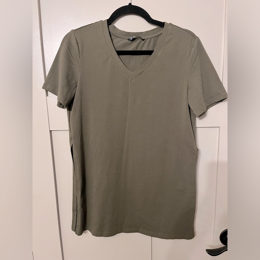 SHEIN army green long top with cut out on the side
